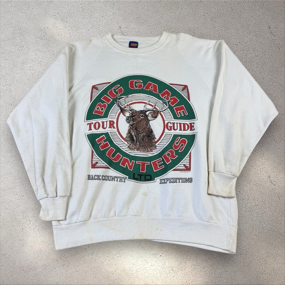 Vintage‎ Deer Hunting Sweatshirt Size 2XL Buck Big Game Hunters 90s